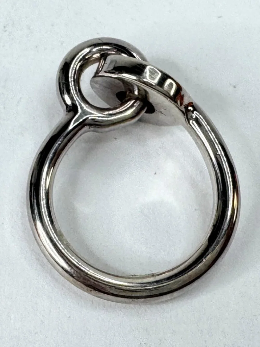 Vintage Hermès Dubbel O Silver Tone Horseshoe Charm Wide Ring with Box GS868